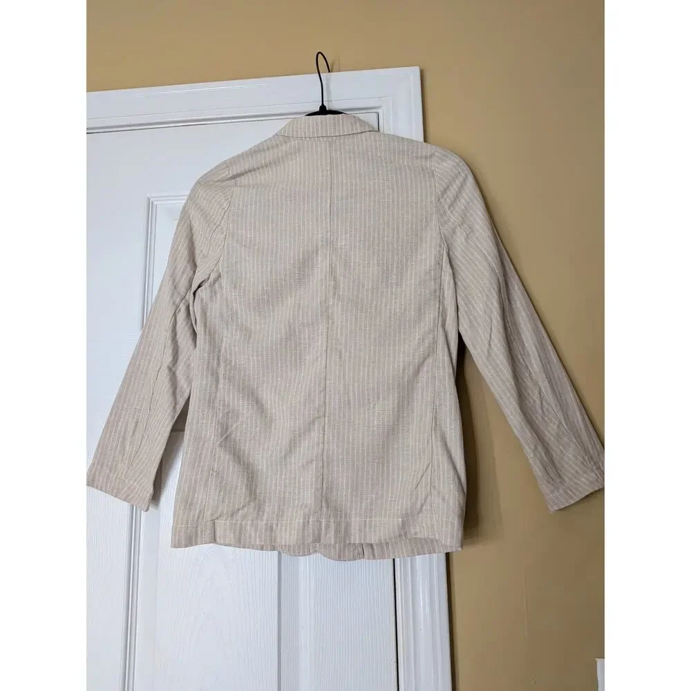 Brooks Brothers Boys Linen Blend Blazer 8Y Sand Stripe Summer Suit Jacket Preppy